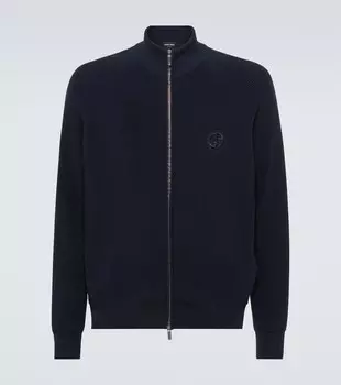 Свитер на молнии из натуральной шерсти Giorgio Armani, цвет night blue