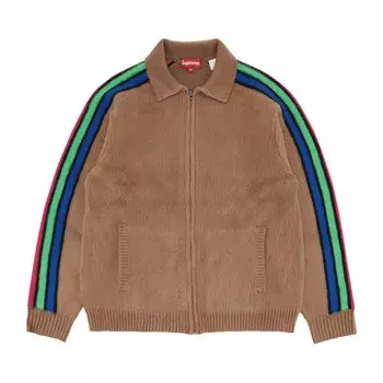 Свитер на молнии с рукавами и полосками Supreme, цвет Пыльный коричневый