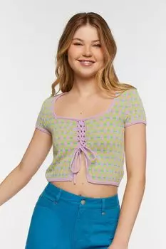 Свитер на шнуровке и вязаный укороченный топ Forever 21, фиолетовый