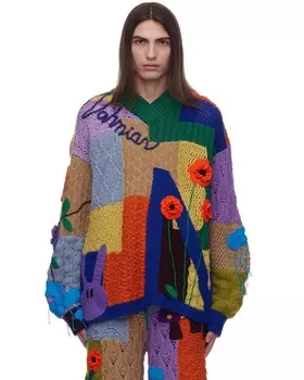 Свитер Nahmias California Poetry Crochet V Neck, мультиколор