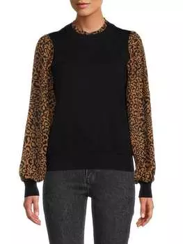 Свитер Nanette Nanette Lepore Twofer с животным принтом, черный