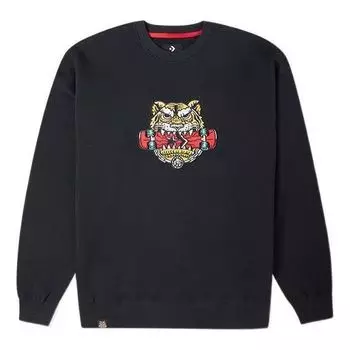 Свитер new year series tiger pattern round neck sweatshirt 'black' Converse, черный