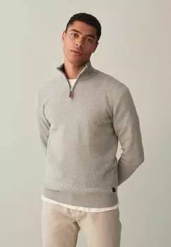 Свитер Next Premium Zip Neck Standard, светло-серый