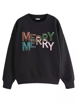 Свитер Next Sweatshirt Merry Merry, черный