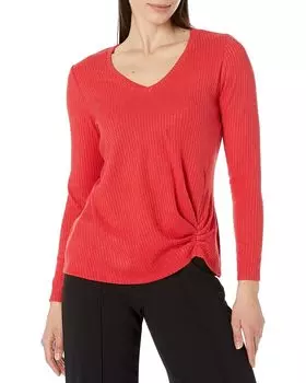 Свитер NIC+ZOE Cozy Rib Twist Top, красный