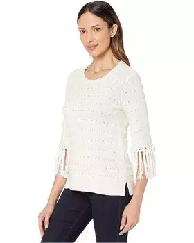 Свитер NIC+ZOE Fringe Cuff Top, кремовый
