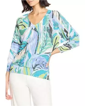 Свитер NIC+ZOE Island Beat Cotton Slub Sweater, синий мульти