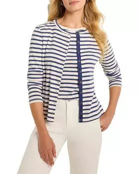 Свитер NIC+ZOE Petite Striped Snap Front Cardigan, цвет Blue Multi