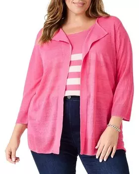 Свитер NIC+ZOE Plus Size Featherweight Flyaway Cardigan, цвет Wild Pink