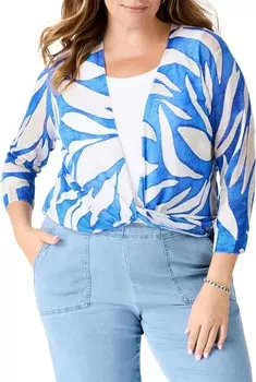 Свитер NIC+ZOE Plus Size Meadow Mix 4-Way Cardigan, цвет Blue Multi