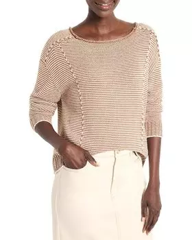 Свитер NIC+ZOE Striped Seamed Cotton Cord Sweater, цвет Neutral Multi