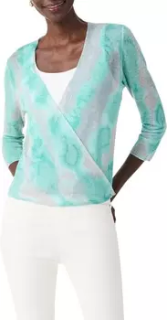 Свитер NIC+ZOE Watercolor Waves 4-Way Cardigan, цвет Aqua Multi