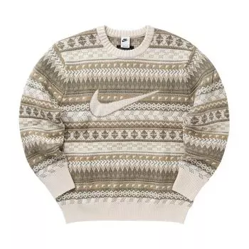 Свитер Nike Fair Isle Swoosh Sweater Light Orewood Brown/Sail/Khaki, коричневый