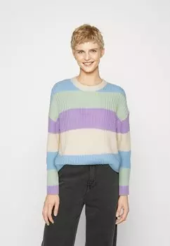 Свитер Nikka Stripe O-Neck ONLY, цвет clear sky/subtle green/lavendula