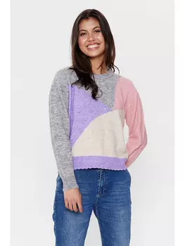 Свитер NMPH Nuriette, цвет Grau/Creme/Rosa