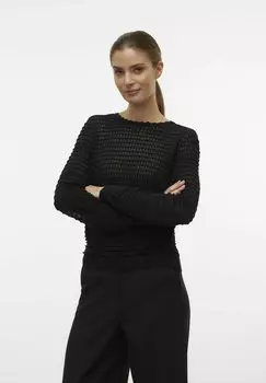 Свитер Normal Geschnitten Rundhals Ballonrmel Vero Moda, черный
