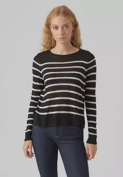 Свитер Нова, вязаный, круглый вырез, женский VERO MODA, черный