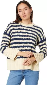 Свитер объемной вязки косой вязки в полоску Madewell, цвет Ecru Stripe