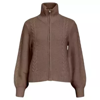 Свитер Object Nete full zip, коричневый