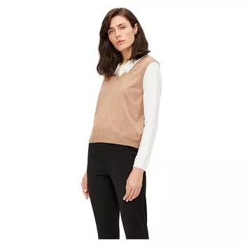 Свитер Object Thess Sleeveless Knit Rib V Neck, коричневый