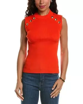 Свитер-обманка с пуговицами Elie Tahari Crest, красный