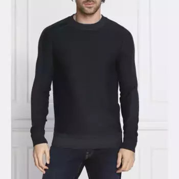 Свитер обычного кроя из шерсти кобладо Boss, синий