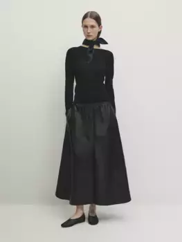 Свитер очень тонкой вязки с круглым вырезом Massimo Dutti, черный
