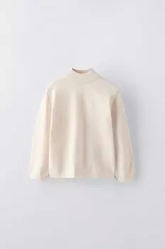 Свитер однотяжной вязки ZARA, экрю