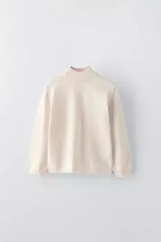 Свитер однотяжной вязки ZARA, экрю