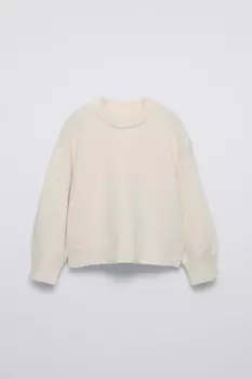 Свитер однотяжной вязки ZARA, экрю