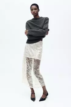 Свитер однотяжной вязки ZARA, антрацитово-серый