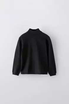 Свитер однотяжной вязки ZARA, черный