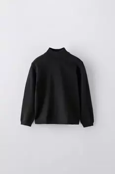 Свитер однотяжной вязки ZARA, черный