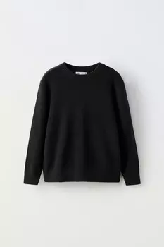 Свитер однотяжной вязки ZARA, черный