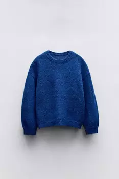 Свитер однотяжной вязки ZARA, голубоватый