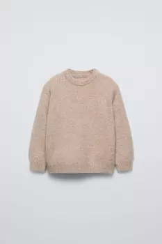Свитер однотяжной вязки ZARA, светлый кэмел
