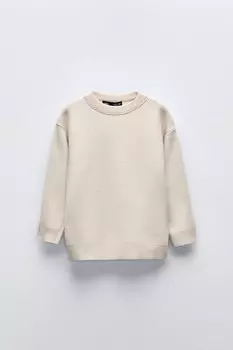 Свитер однотяжной вязки ZARA, устрично-белый