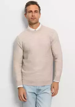 Свитер OLYMP с круглым вырезом "OLYMP Knit Casual" эффектной вязки в легком двухцветном исполнении, цвет Kitt