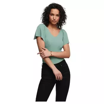Джемпер Only Leelo Back Short Sleeve V Neck с короткими рукавами, зеленый