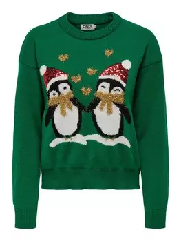 Свитер ONLY ONLXmas Happy, темно-зеленый