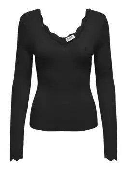 Свитер ONLY с V-образным вырезом "ONLJULIE LIFE LS RIB V-NECK CC KNT", черный