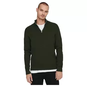 Свитер Only & Sons Phil Regular 12 Half Zip, зеленый