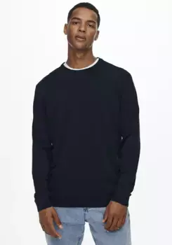 Свитер ONLY & SONS с круглым вырезом "ONSALEX 12 SOLID CREW NECK KNIT", синий