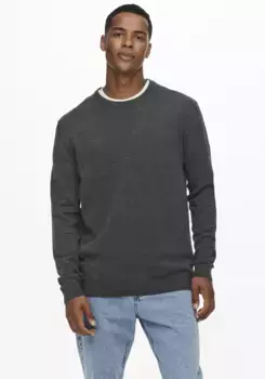 Свитер ONLY & SONS с круглым вырезом "ONSALEX 12 SOLID CREW NECK KNIT", серый