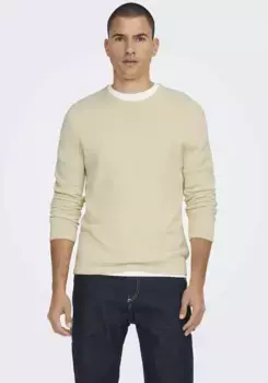 Свитер ONLY & SONS с круглым вырезом "PANTER 12 STRUC CREW NECK KNIT", белый