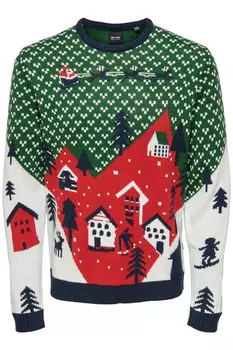 Свитер Only & Sons с рождественским рисунком, зеленый