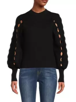 Свитер Ophelia Love Token в рубчик с вырезом, черный