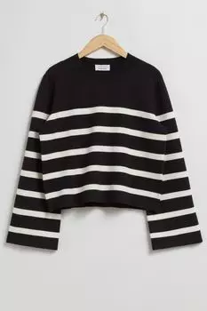 Свитер & Other Stories Knitted With Wide Sleeves, кремовый/черный