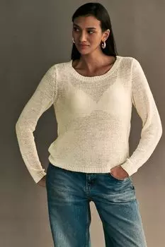 Свитер открытого кроя с круглым вырезом Only, бежевый