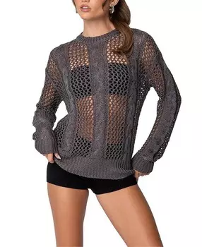 Свитер открытой вязки Edikted с косами, серый